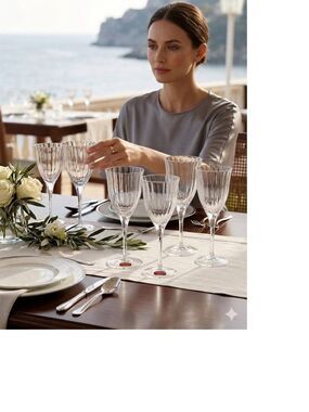 Gorham Fine Crystal Laurin Gold Rim Clear Wine Glasses Set Of 6